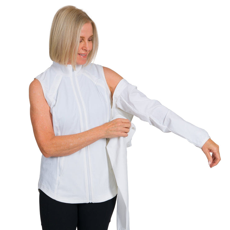 Wind Jacket with Removable Sleeves White
